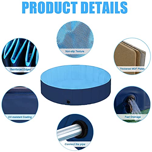 HQ21001-Blue Collapsible Sand and Water Table for Toddler - Foldable Ball Pit Portable Sandbox Game Room Baby Sensory Table Play Pit Pet Bathing Summer Pool Diameter 32Inchs