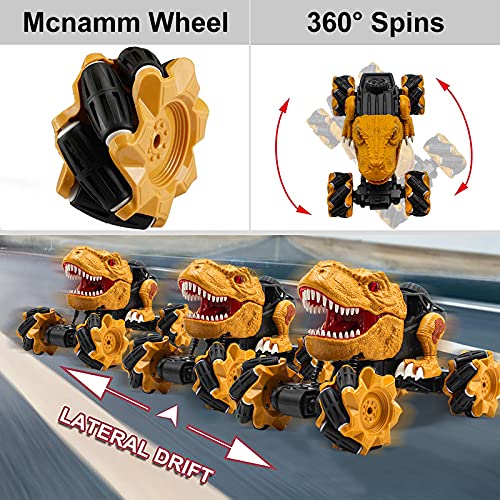 Remote Control Car Dinosaur Toys - 2.4 GHz Monster Truck 360° Spins Stunt Car Rechargeable Cars Toys 45° Drift Outdoor for Boys Girls