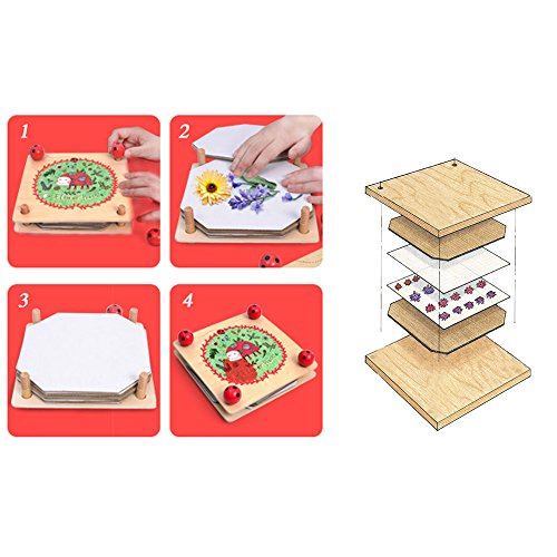 MD0071 Flower Leaf Press Craft Kits - WISHTIME Wooden Art Kit Outdoor Play Learning Toy Christmas Gift for Children