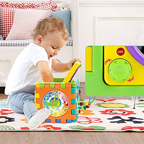 GY18003 Baby Activity Musical Educational Toy Activity Centre Musical Cube Play & Learning Toy with Music & Light Shape Sorter for Boys and Girls Toddlers