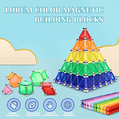 ZF20001 Magnetic Sticks Building Blocks Toys, Magnet Construction Build Kit Education Toys 3D Puzzle for Kids and Adult, Playing Stacking Game with Magnetic Sticks and Non-magnetic Balls