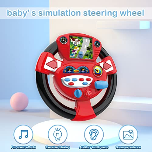 TOP22007 Bravepal Steering Wheel Toy, Baby Role Play Driver Simulated Portable Driving Controller with Funny Sounding & Music Driving Wheel Toy,Pretend Play Toy Steering Wheel for Kids 2+Years