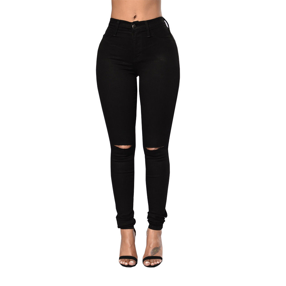 European and American Style Black and White Women's Jeans