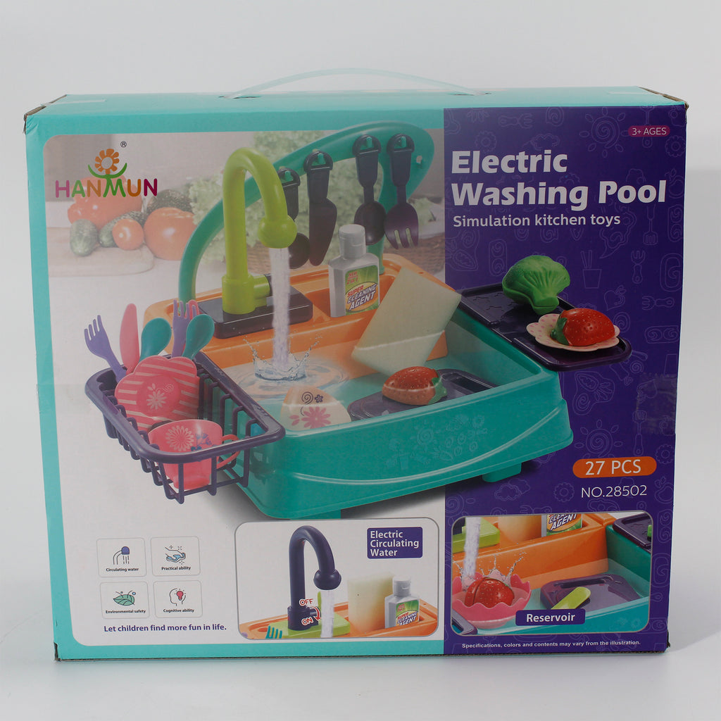 HANMUN 27 Pieces Toy Kitchen Set Play Kitchen Toy Utensils Play Dishes Accessories Plates Dishwasher Playing Toy with Running Water, Play House Pretend Role Play Toys for Boys Girls