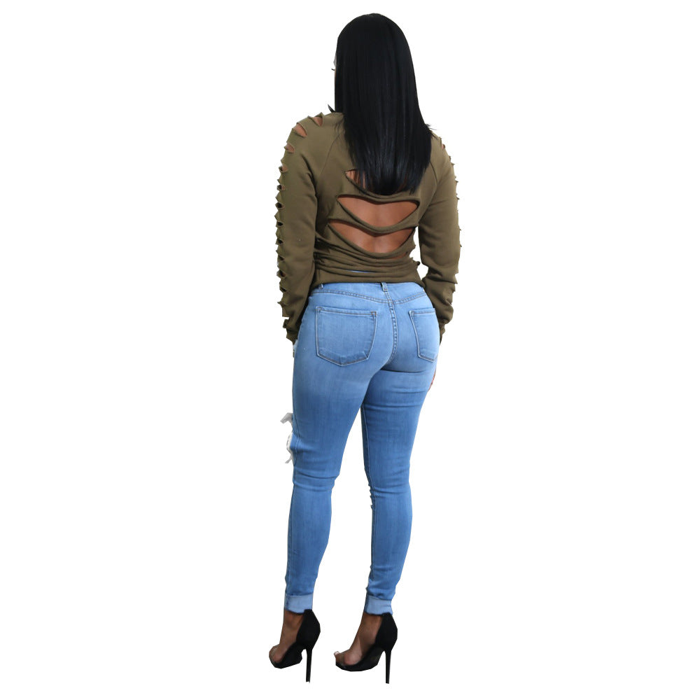 Ripped Oversized Jeans Women's Fashion Skinny Tappered Pants