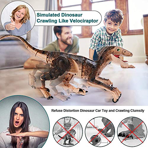 ZM21001 Remote Control Dinosaur Toys - (Rechargeable) 2.4Ghz RC Walking Robot Velociraptor with LED Eye, Roaring Sound, Shaking Head & Tail, Jurassic Dino Electronic Toys Gifts for Boys & Girls 5-9 Years Old