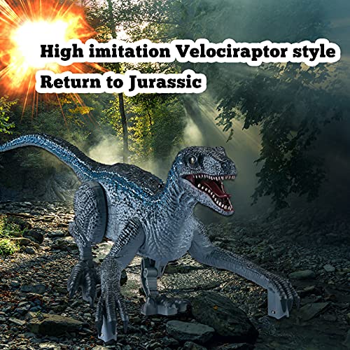 Remote Control Dinosaur Toys for Kids 4-7, Electronic Realistic Velociraptor RC Dinosaur Walking Pets Robot Dino with Lights and Roaring Sounds, Gifts for Boys Girls Age 5 8 10 12 Years Old