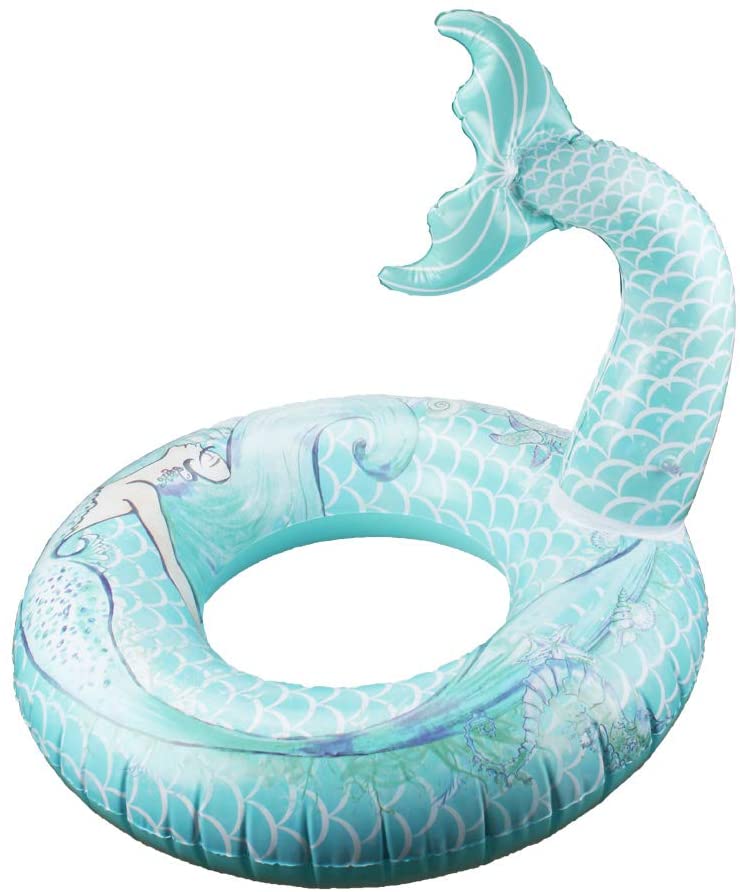 Cute Mermaid Tail Pool Float 30 Inches Cute Mermaid Inflatable Pool Float Swimming Ring Summer Party Beach Lounge Lilos for Kids