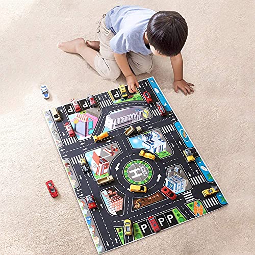 Transport Construction Vehicles Aircraft Toys - Storage Transport Airplane with 6 Diecast Trucks and Playmat, Kids Toy Jet Aircraft with Mist Spay, Light & Sounds, Gift for 3 4 5 6 Years Old Children