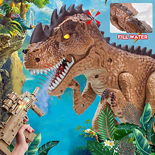 WS21001 RC Dinosaur Toys for Kids 8-12, Large Realistic Walking TRex Toy Shooting Game Battle Attack Robot Tyrannosaurus Rex Dinosaur Toys with Roaring Sound Lights, Christmas Birthday Gift for Boys Girls 3+