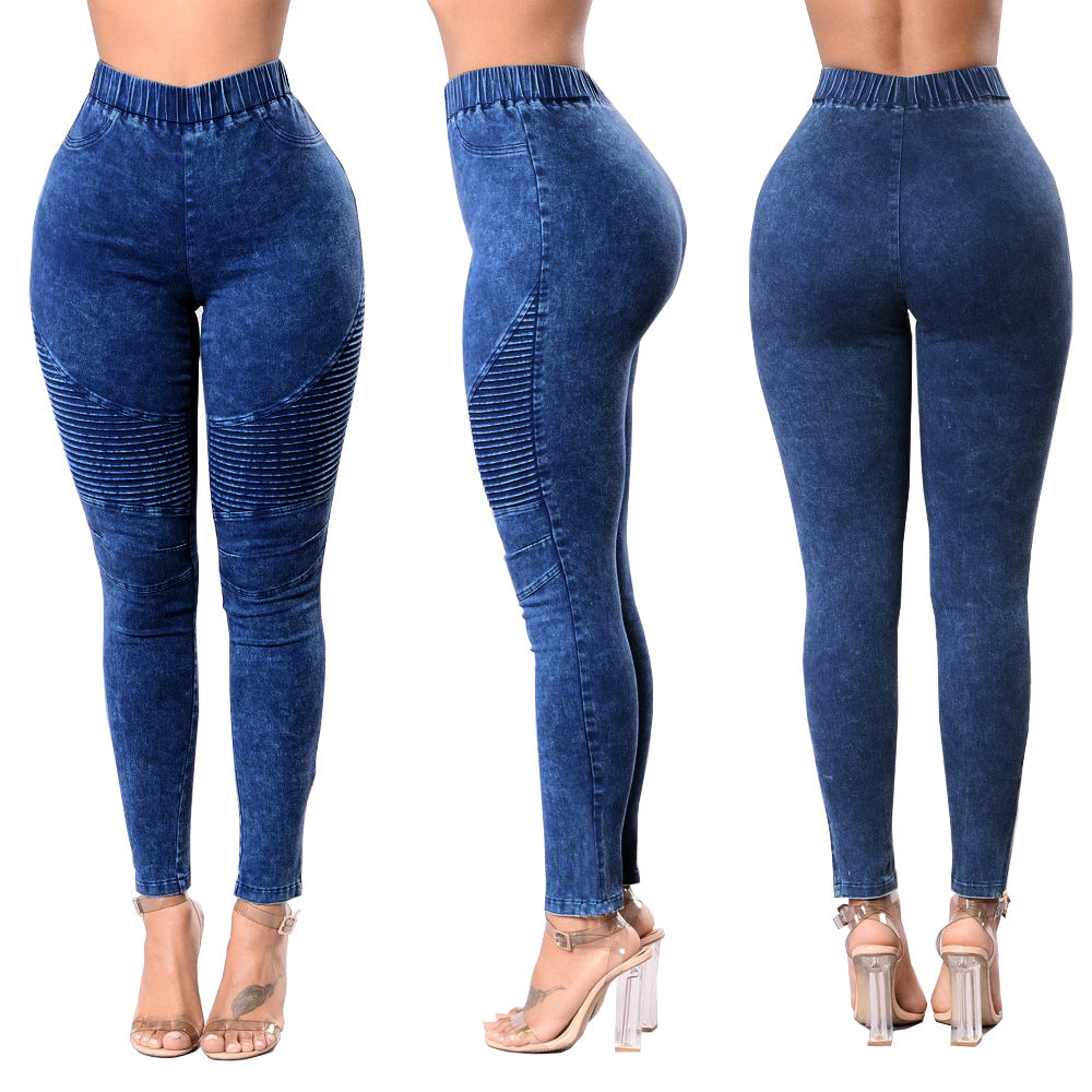 Wrinkle Women's Clothing High Waist Hip Lift Women's Jeans Multi-Color Slim Fit Hip Raise Skinny Pants