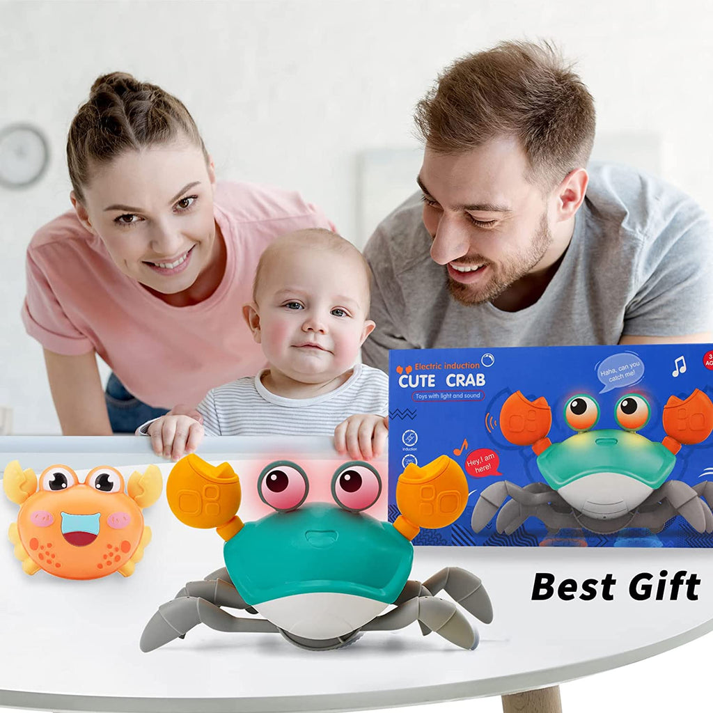 Electronic Pet Crab Crawling Toy for Kids, Interactive Toddler Toy with Music, Lights and Obstacle Avoidance Feature, USB Rechargeable Dancing Toy for Babies Boys Girls