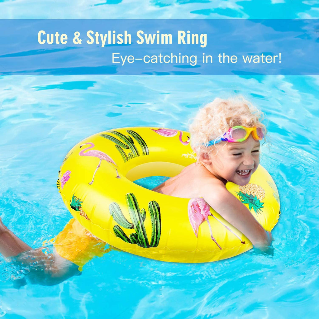 Cartoon Swim Ring, Inflatable Durable Round Shaped Animals Summer Pool Beach Party Swimming Float Tube, Water Fun Swim Pool Toys with Repair Patch for Kids Teens Adults