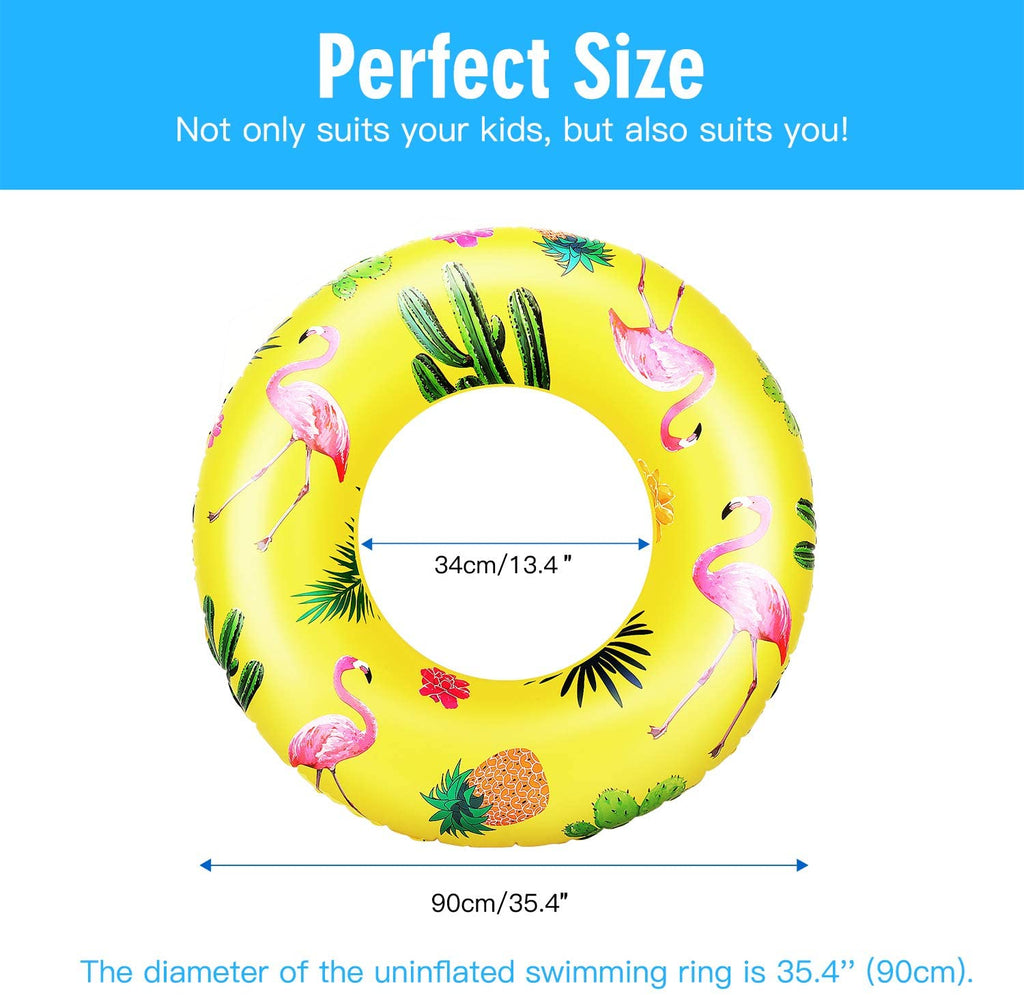 Cartoon Swim Ring, Inflatable Durable Round Shaped Animals Summer Pool Beach Party Swimming Float Tube, Water Fun Swim Pool Toys with Repair Patch for Kids Teens Adults