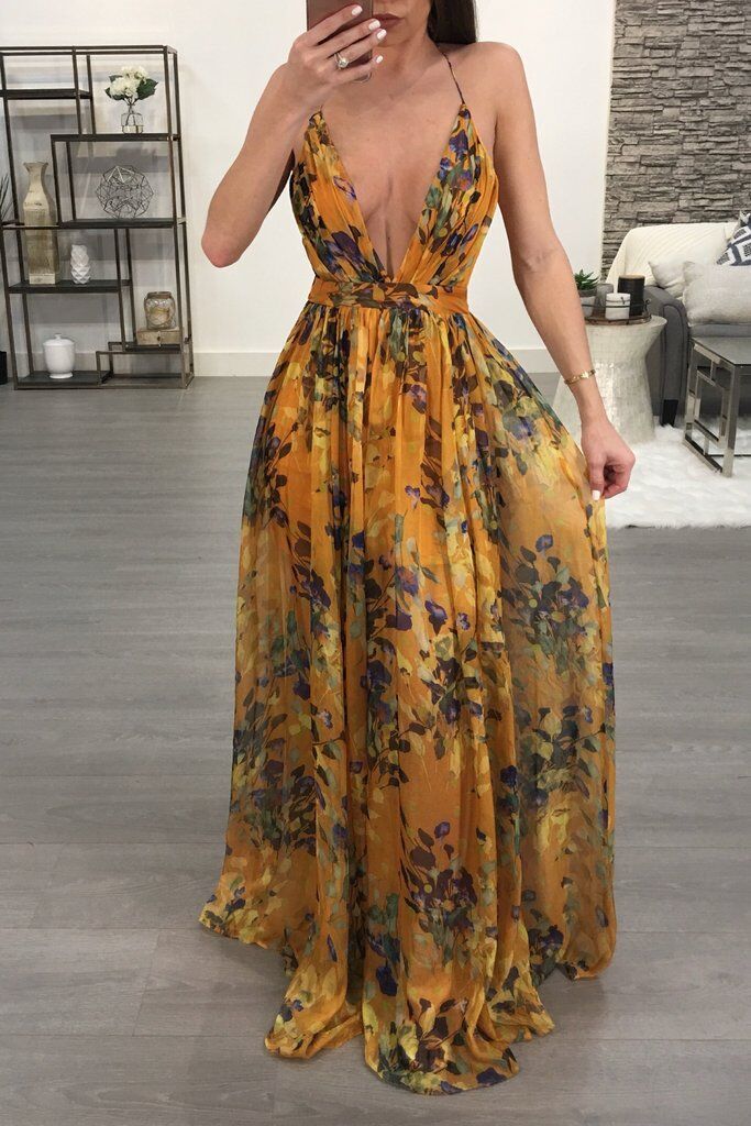 YM-8212 women sexy strapless sexy v neck backless chiffon maxi dress