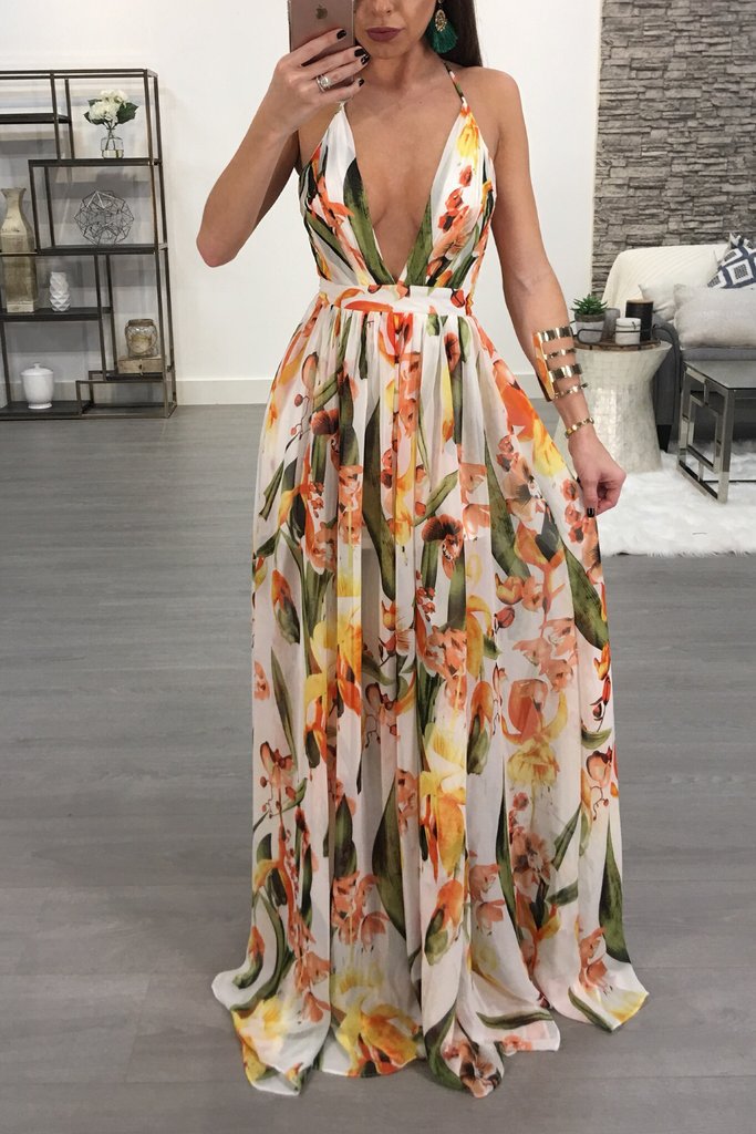 YM-8212 women sexy strapless sexy v neck backless chiffon maxi dress