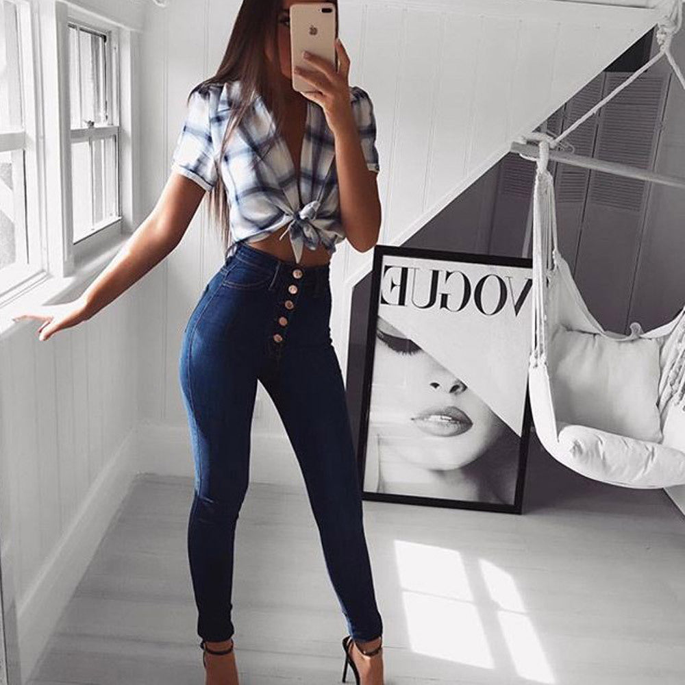 Bestseller Tight High Waist High-Elastic Hip-Lifting Denim Trousers