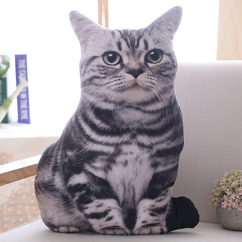 Hot Selling Creative Simulation Cat Animal Throw Pillow Cat Plush Toy Shaped Pillow