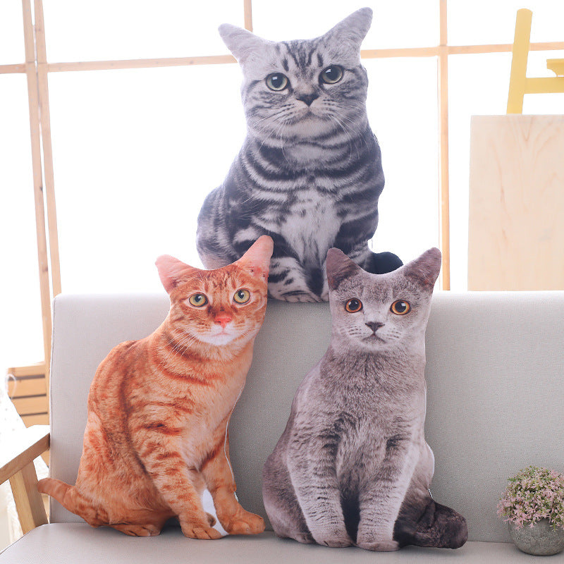 Hot Selling Creative Simulation Cat Animal Throw Pillow Cat Plush Toy Shaped Pillow