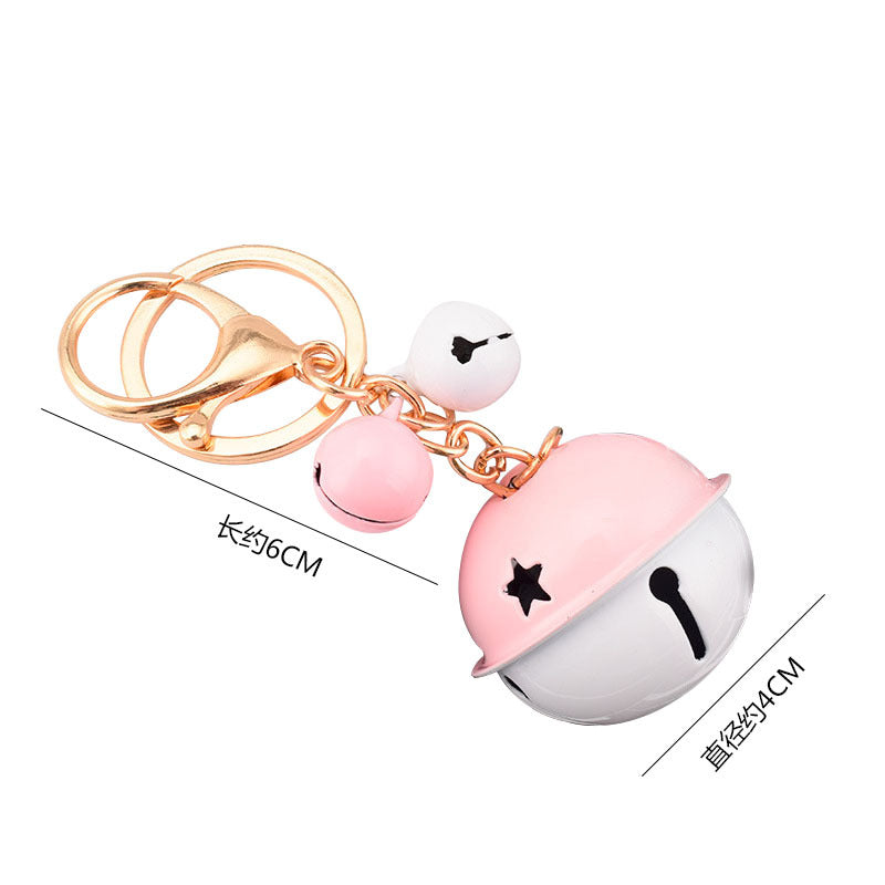 Creative Cartoon Color Matching Bell Car Key Ring Lovely Bag Small Pendant Mobile Phone Pendant Gifts for Men and Women