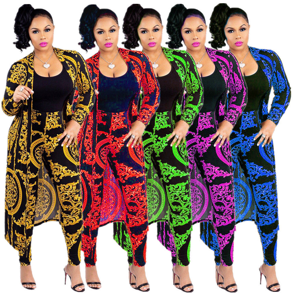 Bestseller European and American Fashion Robe Coat Casual Suit Pants Two-Piece Set