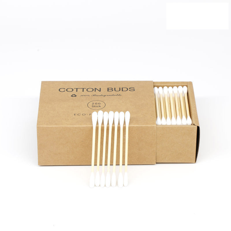 200 Bamboo Paper Plastic Sticks Cotton Swab Cotton Swab Kraft Box Cotton Swabs Disposable