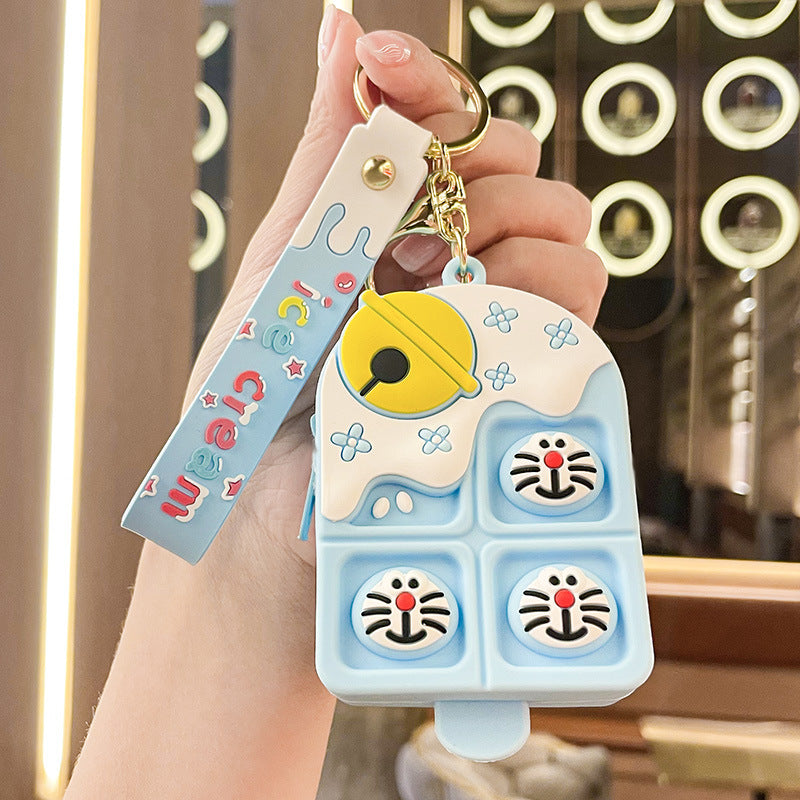 Ice Cream Strawberry Bear Silicone Sorbet Coin Purse Keychain Pendant Hello Kitty Doll Schoolbag Ornaments