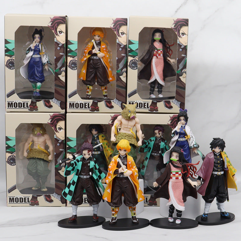 Boxed Kimetsu No Yaiba Hand-Made Wholesale Nezuko Tanjirou Butterfly Bear Car Decoration Model Anime Garage Kits