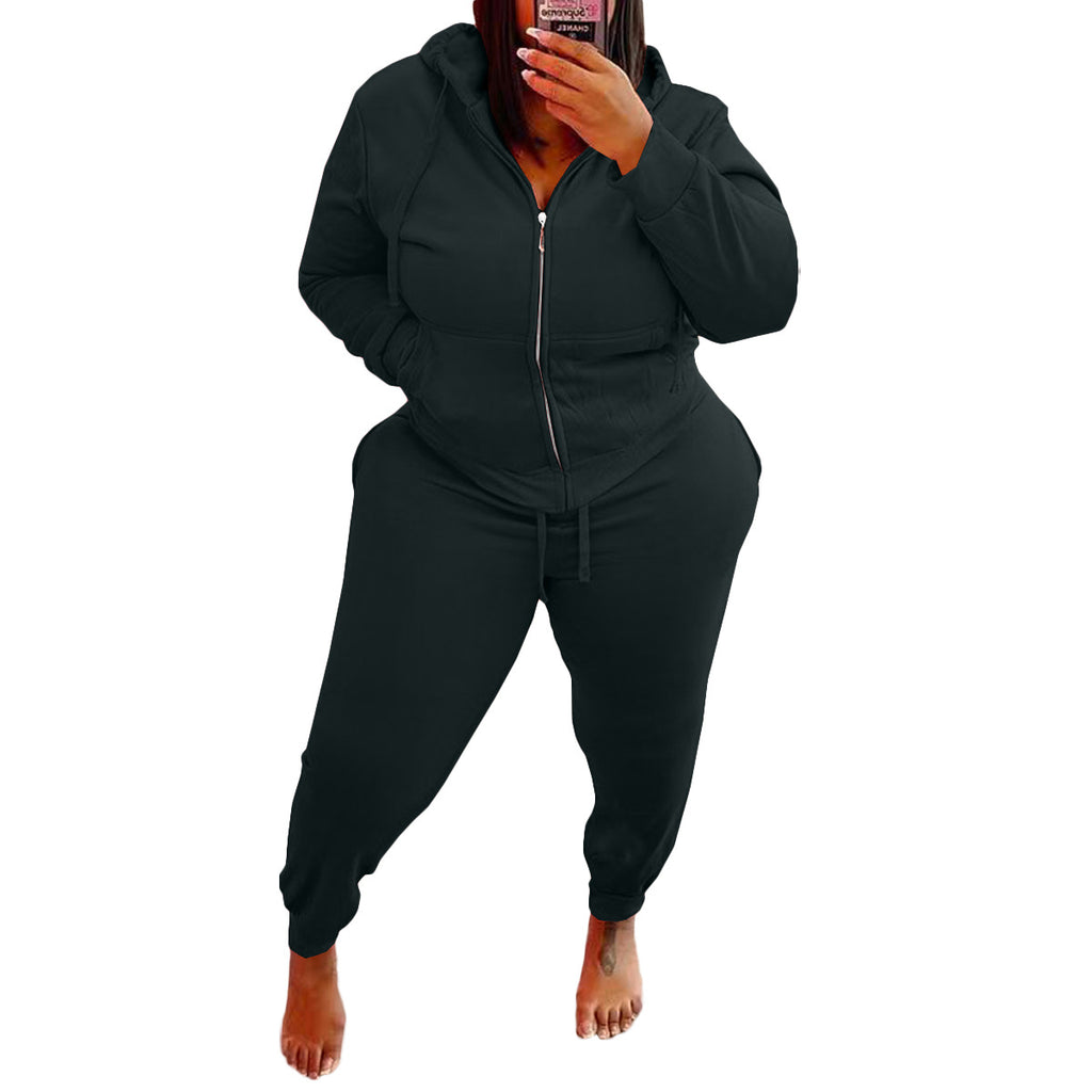 Women's Solid Color plus Size Long Sleeve Casual Suit