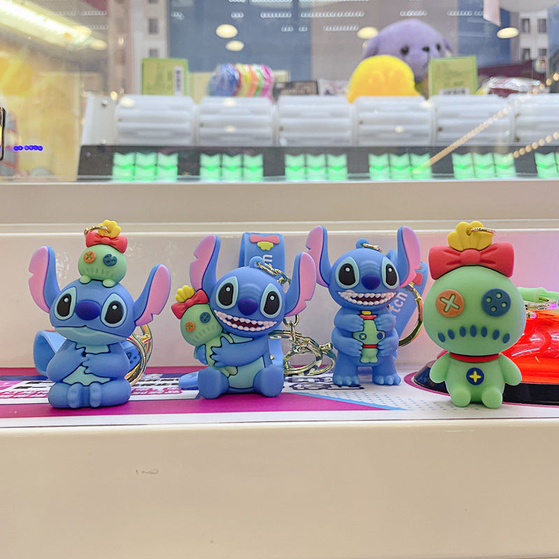 Cartoon Stitch Creative Keychain Cute Doll Pendant Small Gift Bag Hanging Silicone Gift Doll Key Chain