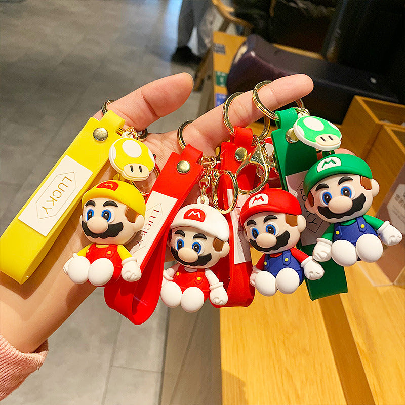 Creative Epoxy Mario Doll Keychain Pendant Cute Cartoon Car Key Chain Pendant Small Gift