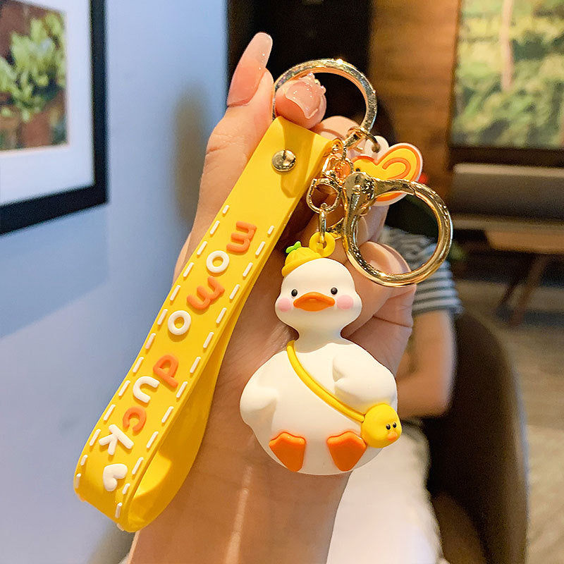 Creative Cartoon Momo Duck Keychain Pendant Female Cute Couple Car Key Chain Bag Ornament Gifts