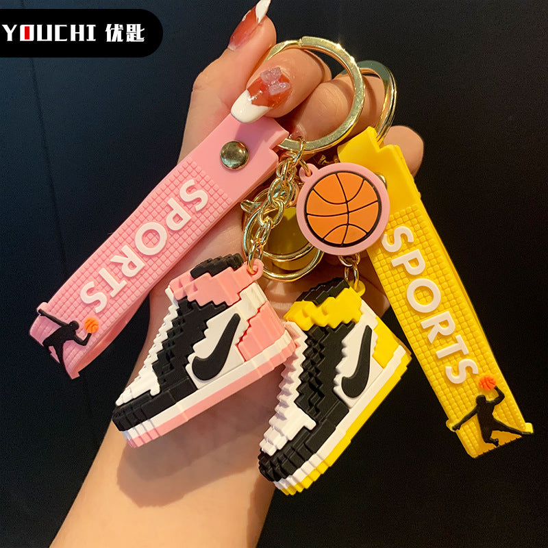 Creative Cartoon AJ Building Block Shoes Keychain Men and Women Handbag Pendant Couple Car Key Chain Accessories Gift