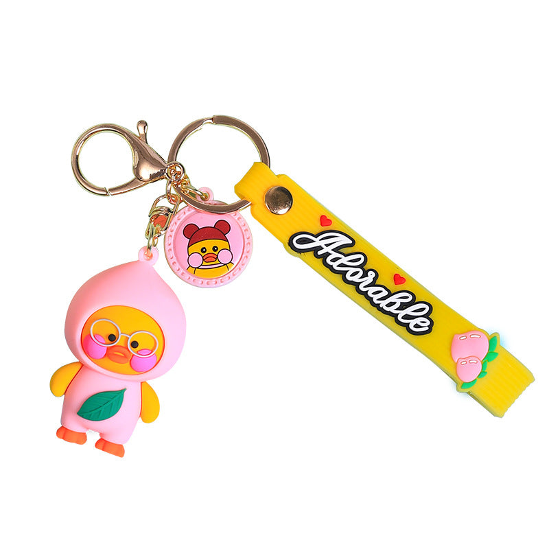 Creative Cartoon Epoxy Car Keychain Fruit Glasses Duck Cute Couple Bags Pendant