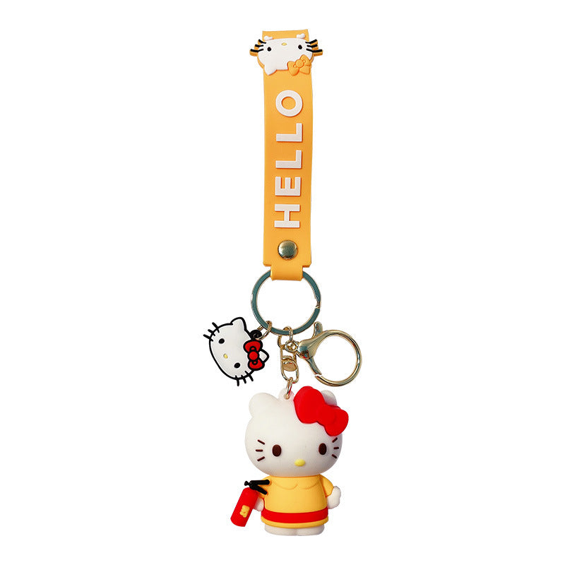 Cartoon Cute White Cat Family Keychain Pendant Silicone Key Chain Couple Bags Pendant Creative Gift