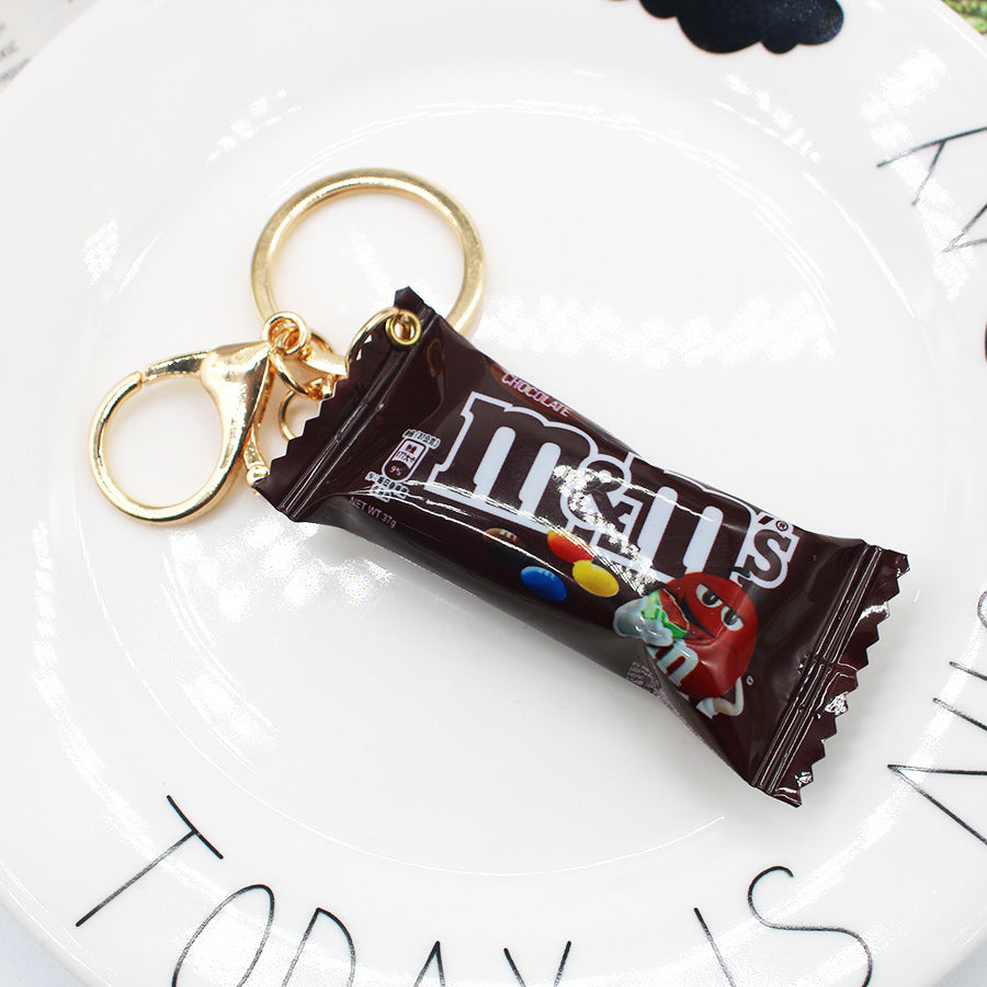 Candy Toy Simulation M Bean Keychain Creative Candy Chocolate Chocolate Fun M Bean Pendant Decoration Decoraive Hangings