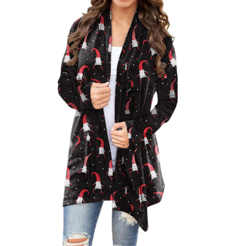 Christmas Printed Casual Long-Sleeved Cardigan for Women