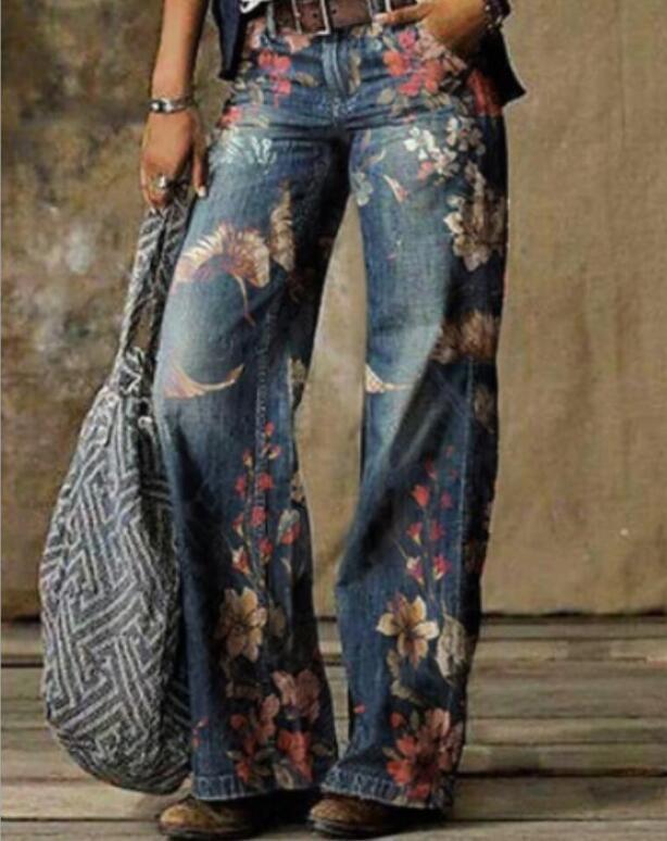 Wide-Leg Pants Straight Urban Casual Trousers No Belt High-Waisted Trousers