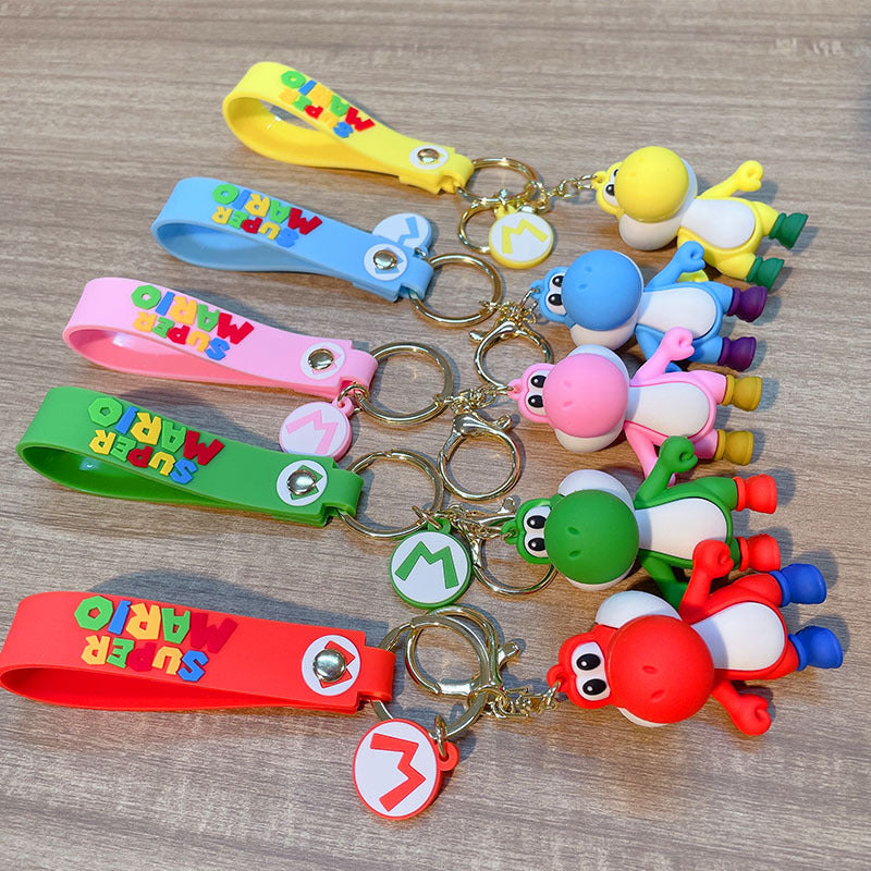 Cartoon Cute Super Mary Dinosaur PVC Keychain Handbag Pendant Doll Ornaments Car Key Chain