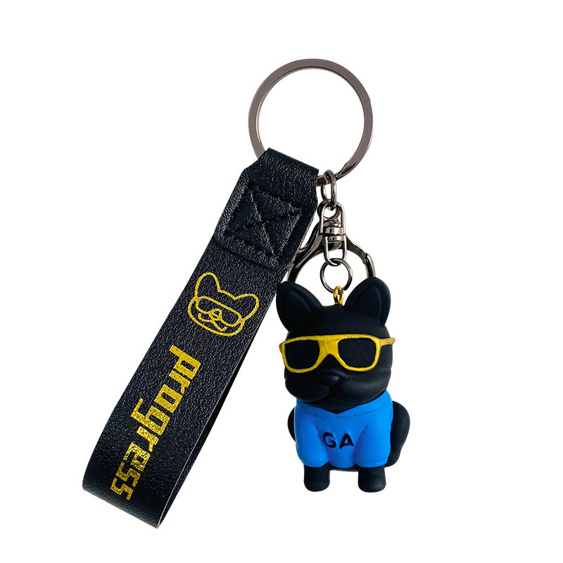 Cartoon Sunglasses Dog Doll Creative Car Keychain Schoolbag Pendant a Pair of Personalized Ins Internet Celebrity Small Gifts