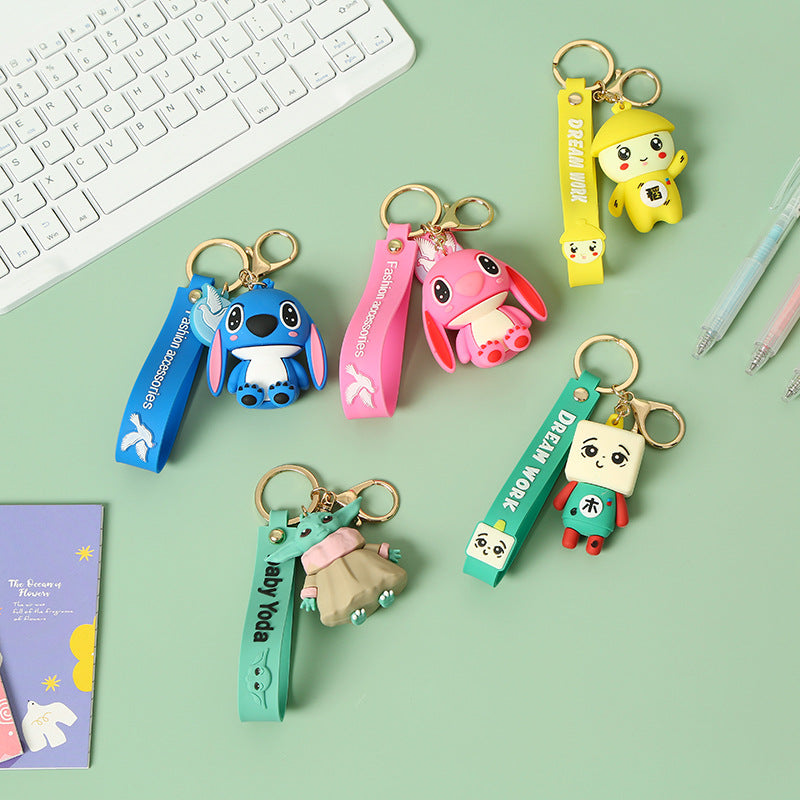 Cartoon Stitch PVC Flexible Glue Keychain Creative Couple Bags Silica Gel Key Chain Pendant