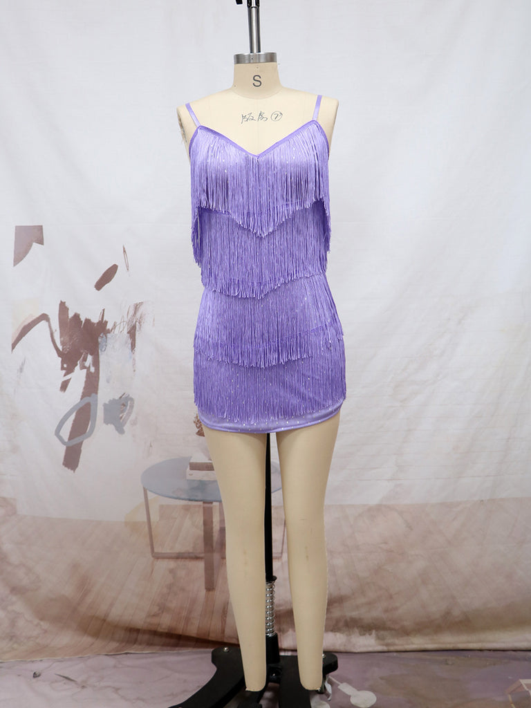 Women's Dress Sexy Strap Mini Tassel Skirt Nightclub