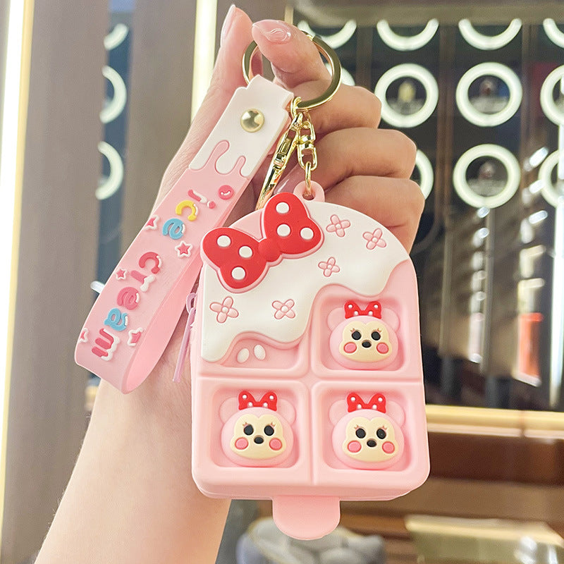 Ice Cream Strawberry Bear Silicone Sorbet Coin Purse Keychain Pendant Hello Kitty Doll Schoolbag Ornaments