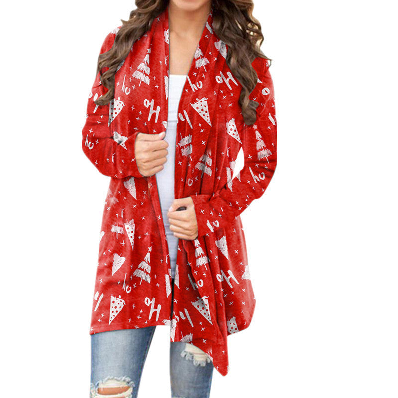 Christmas Printed Casual Long-Sleeved Cardigan for Women