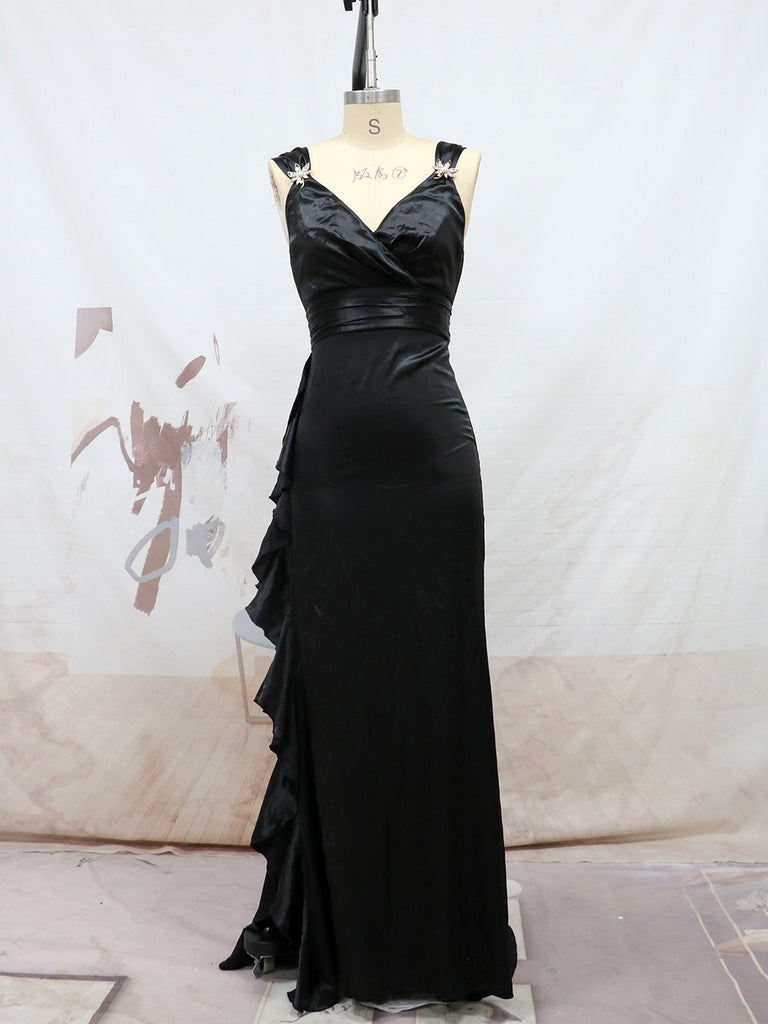 Sexy Slit V-neck Backless Banquet Evening Gown Annual Meeting Gown Trailing Skirt