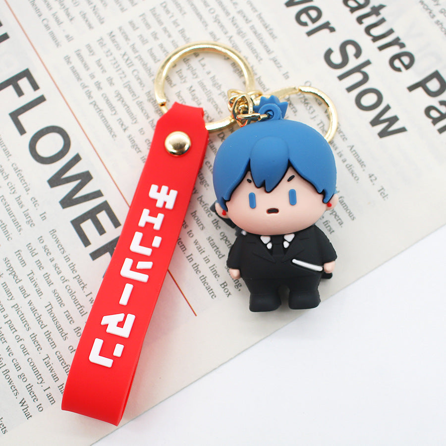 Cartoon Chainsaw Keychain Three-Dimensional Doll Pochita Pawa Electric Key Chain Anime Peripheral Pendant