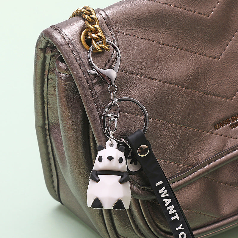 Creative Geometric Nordic Style Doll Panda Keychain Lovely Bag Pendant Cartoon Doll Ornament Gifts