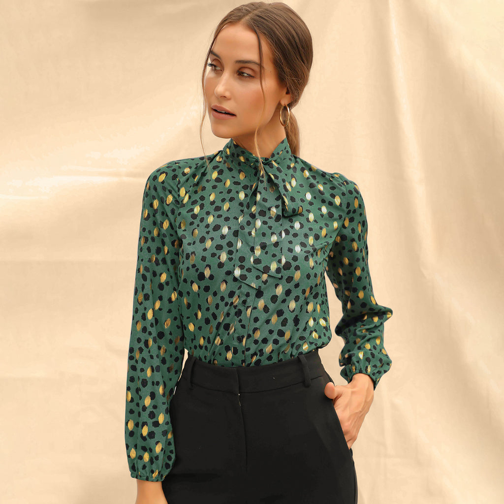 European and American women's clothing 2022 autumn and winter long-sleeved tops, chiffon shirts, women's printed shirts