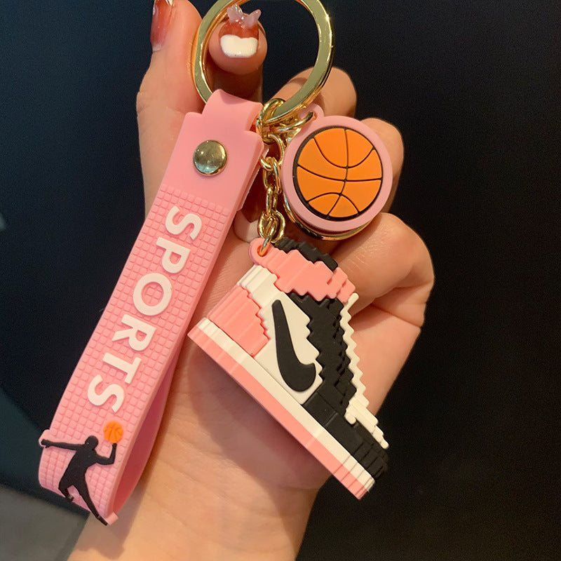 Creative Cartoon AJ Building Block Shoes Keychain Men and Women Handbag Pendant Couple Car Key Chain Accessories Gift