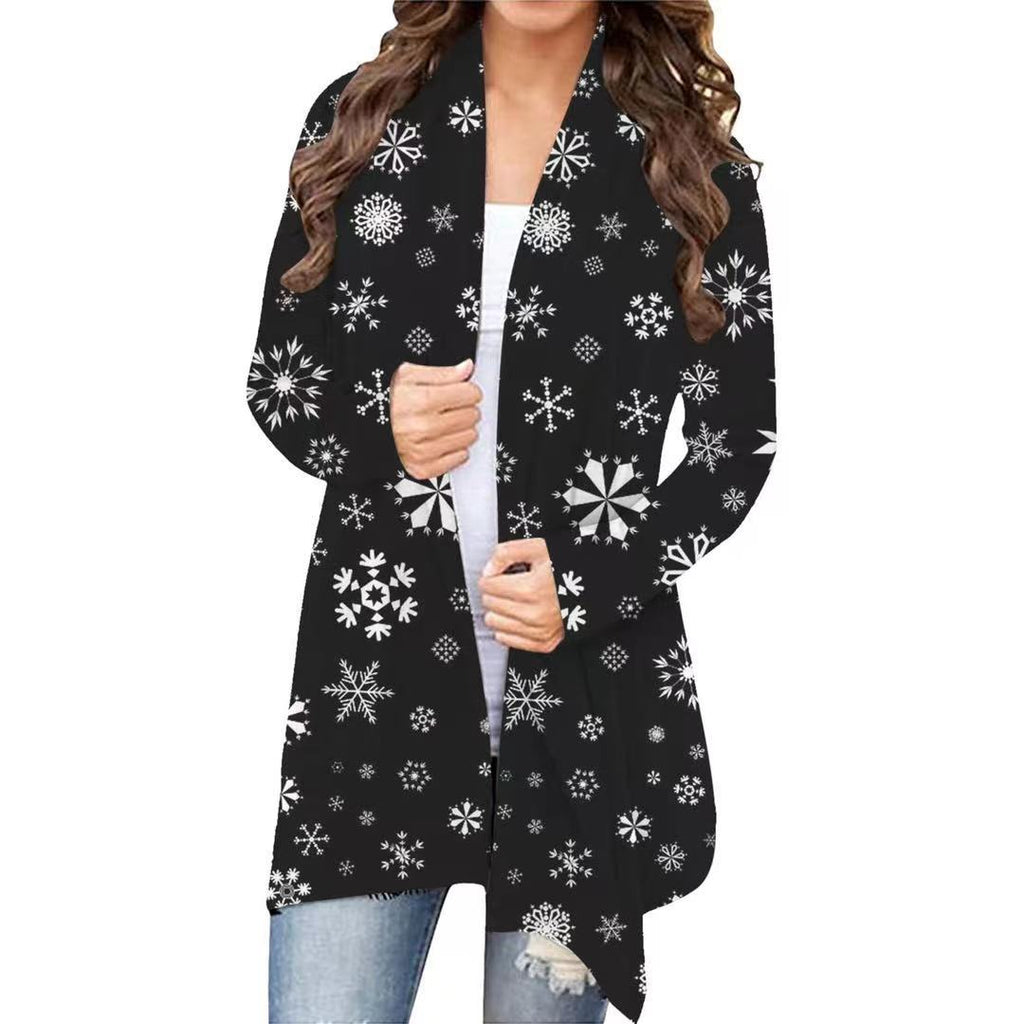 Christmas Printed Casual Long-Sleeved Cardigan for Women